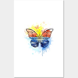 Butterfly with Painted Sea Posters and Art